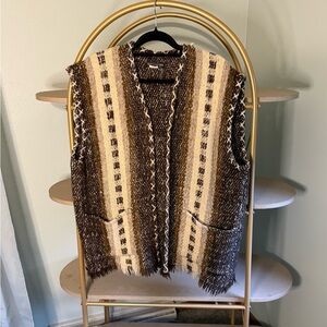 J. Peterman Brown and Cream Wool Vest